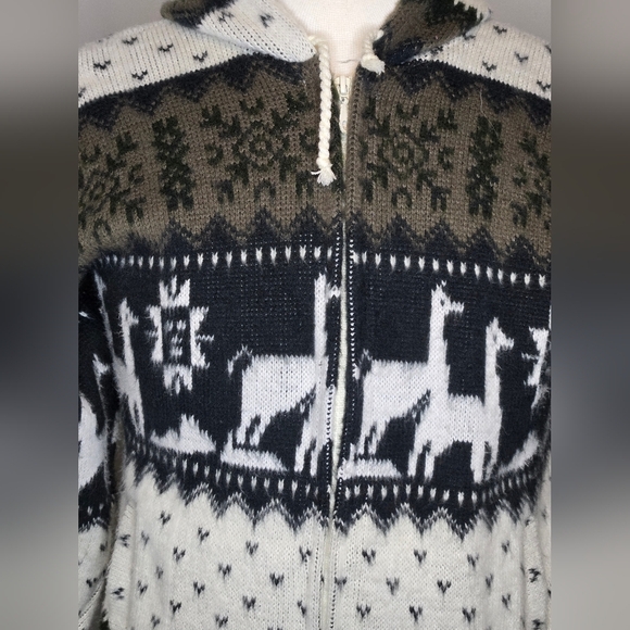 Vintage Wool Tejidos Ruminahui Alpaca Zip-up Hoodie Sweater Jacket Size S - Picture 9 of 9